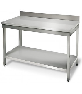 Table inox 1200x700 adossée AISI304 + 1 sous tablette