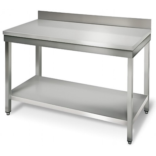 Table inox 1200x700 adossée AISI304 + 1 sous tablette Table inox 1200x700 adossée AISI304 + 1 sous tablette