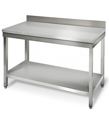 Table inox 1200x700 adossée AISI304 + 1 sous tablette Table inox 1200x700 adossée AISI304 + 1 sous tablette