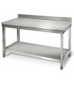 Table inox 1400x700 adossée AISI304 + 1 sous tablette