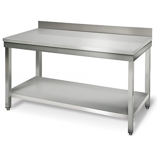 Table inox 1500x700 adossée AISI304 + 1 sous tablette Table inox 1500x700 adossée AISI304 + 1 sous tablette