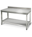 Table inox 1500x700 adossée AISI304 + 1 sous tablette