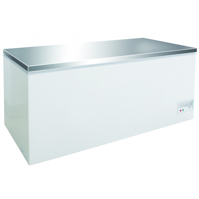 Congélateur coffre avec couvercle plein battant aspect inox - 690 litres