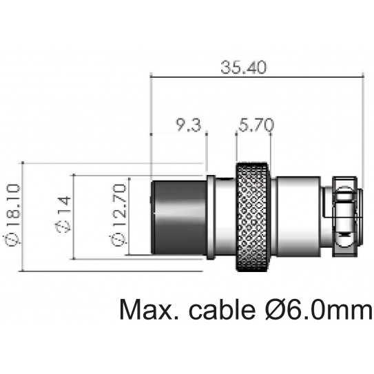 Dim Mini DIN Fiche femelle 2 pôles (broches : 1 - 2) à visser pour façonneuse pizza IGF 2300 L30/L40 - 2300/SPIN