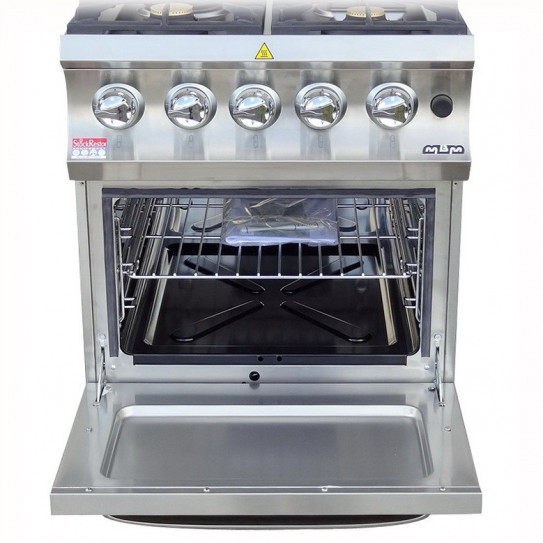 Fourneau gaz MBM France 4 feux sur four gaz GN2/1 25 kW G4SF77 DOMINA 700