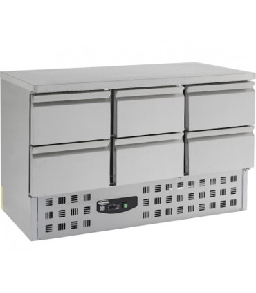 Table desserte réfrigérée inox à 6 tiroirs. Dim 1365x700x850 mm - 7450.0113 Combisteel Table desserte réfrigérée inox à 6 tiroirs. Dim 1365x700x850 mm - 7450.0113 Combisteel