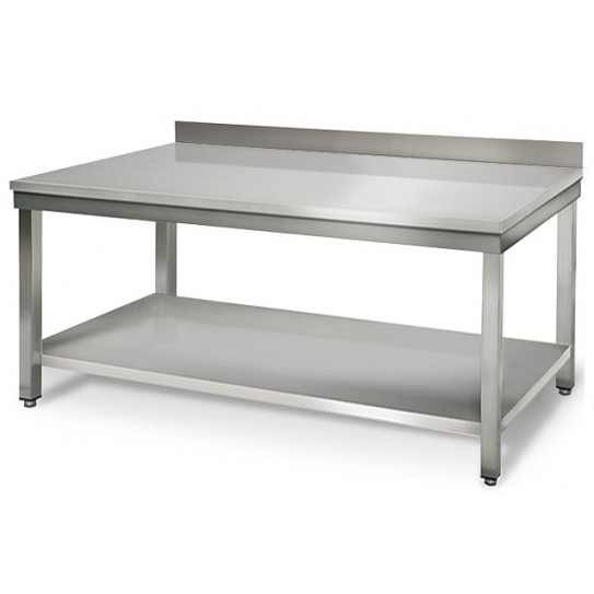 Table inox 1500x700 adossée AISI304 + 1 sous tablette Table inox 1500x700 adossée AISI304 + 1 sous tablette