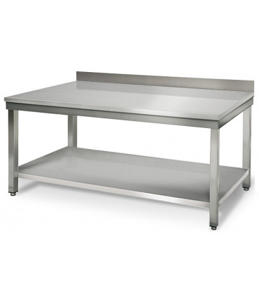 Table inox 1500x700 adossée AISI304 + 1 sous tablette Table inox 1500x700 adossée AISI304 + 1 sous tablette