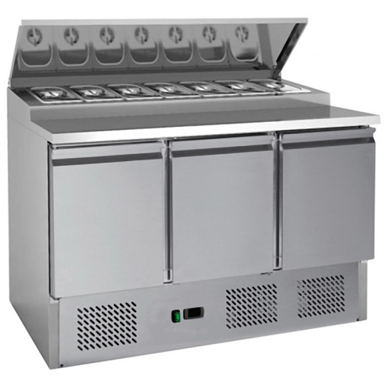 Table préparation sandwichs dessus inox + emplacement bacs gastro GN1/6