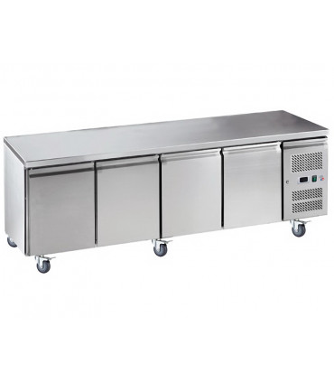 Desserte réfrigérée inox 4 portes 2230x700 GN1/1 Desserte réfrigérée inox 4 portes 2230x700 GN1/1