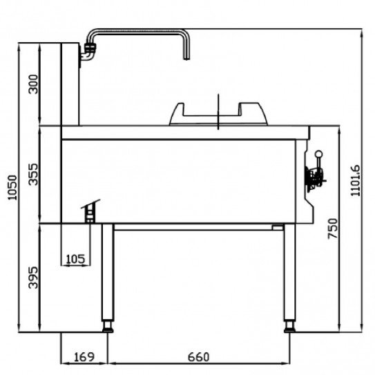 Dimension Wok 2 brûleurs NGK 80S / NGK80-75W2 Nayati vue de côté
