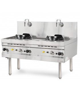 Wok 2 brûleurs gaz de 33 kW chacun sur piétement NGK80-75W2 Nayati