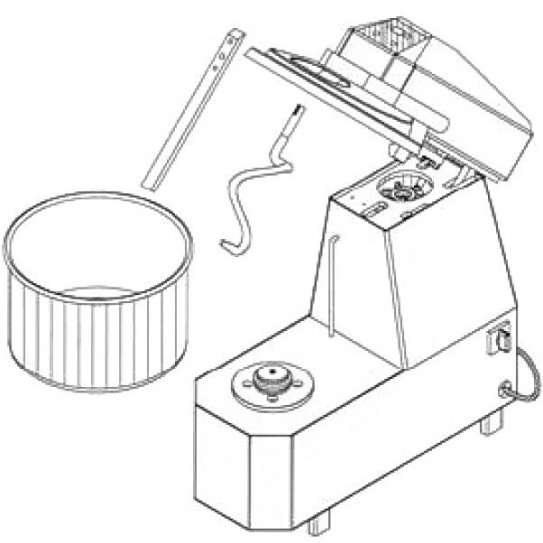 Schéma pétrin à spirale IGF série 2400 à tête relevable et cuve extractible et timer 2400/S38T