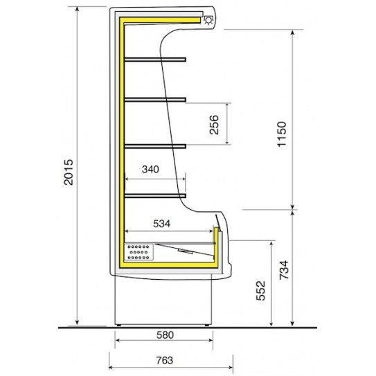 Vitrine murale réfrigérée ventilée 150 + rideau de nuit - EM15-G/A1-R2 DIAMOND