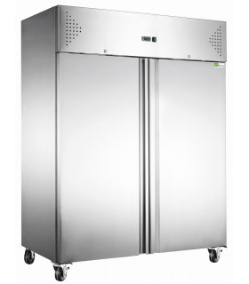 Armoire froide tropicalisée positive GN2/1 + roulettes 2 portes inox AAF14PGNH