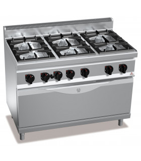 Fourneau gaz 6 feux 3x7kW + 3x3,5kW sur Four - 120x70x90cm MACROS 700 G7F6+T BERTO'S 18706200