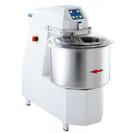 Pétrin spirale IGF 42 L tête fixe triphasé 2 vitesses + minuteur + roulettes - 2200TOP/S422