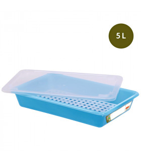 Bac plat HACCP Gilac bleu 5L + Couvercle + Grille - G190228