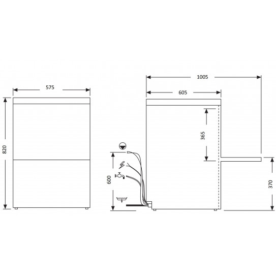 Dimensions lave-vaisselle MBM type LS506MA