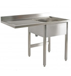 Plonge inox espace lave-vaisselle 1 bac et 1 égouttoir à gauche 1200x700x900 Bertrand PL/1215G+P0/LV