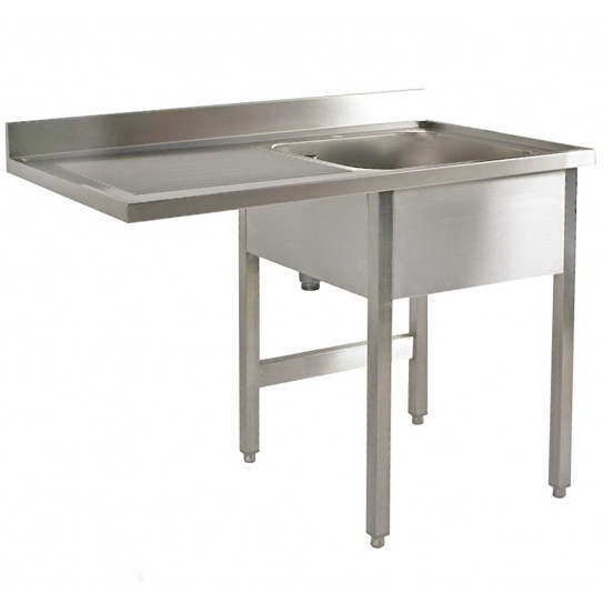 Plonge inox espace lave-vaisselle 1 bac et 1 égouttoir à gauche 1200x600x900 Bertrand PL/61215G+P0/LV