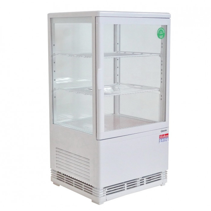 Mini vitrine ventilée positive 78 Litres, 4 faces vitrées, en plast