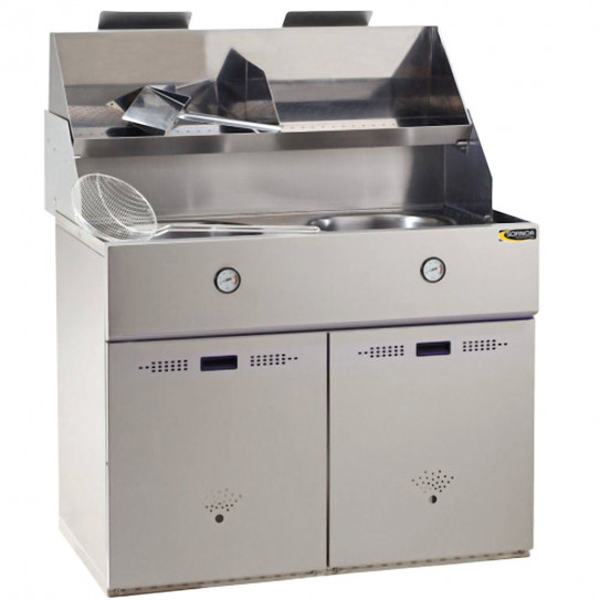 Friteuse gaz 2 cuves rondes Ø 400 mm DÉFI - FGA2GN Gaz Nat. ou FGA2GP Gaz Prop. SOFINOR