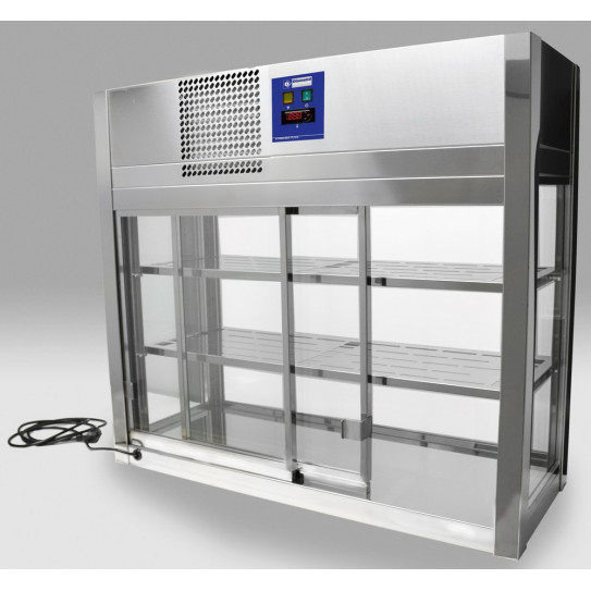 Vitrine réfrigérée ventilée 4 faces vitrées pâtisserie, sandwiche à poser 150L - ORIZ/3M Diamond