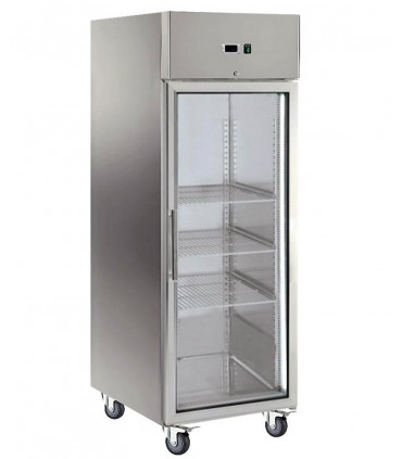 Armoire froide 650L positive GN2/1 inox 1 Porte Vitrée GN650TNG