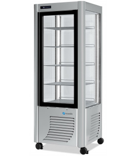 Vitrine réfrigérée 4 faces vitrées +2 +10C° ventilé 400L 400F ARGENTO Touch Sreen SCAIOLA