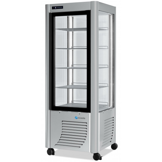 Vitrine réfrigérée 4 faces vitrées +2 +10C° ventilé 400L 400F ARGENTO Touch Sreen SCAIOLA