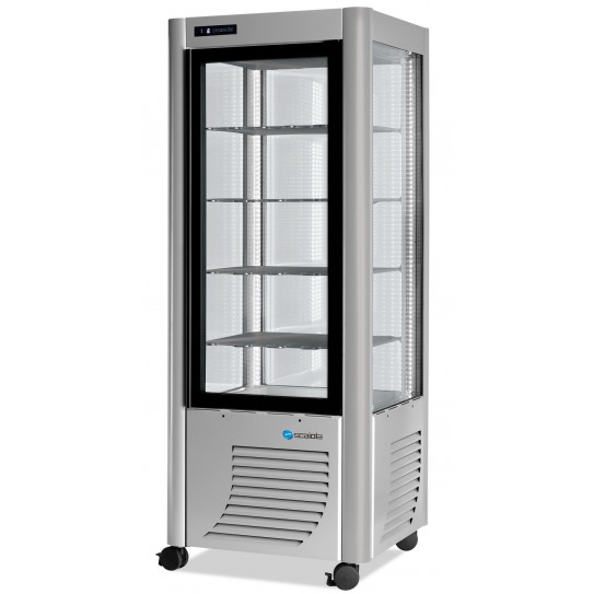 Vitrine d'exposition verticale négative 4 faces vitrées -5°C à -20°C ventilé 400L - 400BT ARGENTO TOUCH SYSTEM SCAIOLA
