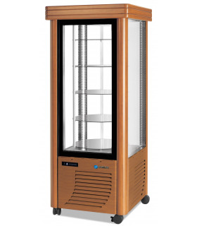 Vitrine d'exposition verticale plateaux tournants 4 faces vitrées +2 +10C° ventilé 400L - 400G SCAIOLA BAROCCO Touch Screen