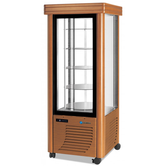 Vitrine d'exposition verticale plateaux tournants 4 faces vitrées +2 +10C° ventilé 400L - 400G SCAIOLA BAROCCO Touch Screen