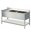 Plonge inox 2000x700mm 2 bacs droite et 1 égouttoir gauche