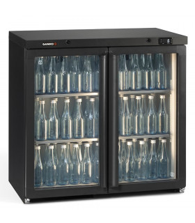 Arrière bar réfrigérée boissons 2 portes vitrées en skin-plate anthracite. Dim ext L900 x P576 x H910mm - MG3/250G Gamko