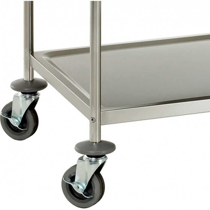 Chariot de service inox sur roulettes 2 plateaux F996