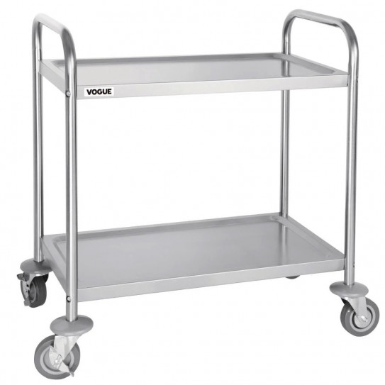 Chariot de service inox sur roulettes 2 plateaux F996 Vogue