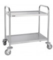 Chariot de service inox petit sur roulettes 2 plateaux F996 Vogue