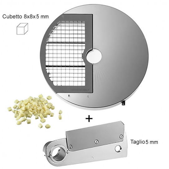 Disque NPD8X8X5 TAC inclus disque grille et Couteau P5 pour couper en dès cubes 8x8x5 mm pour Tagliamozarella