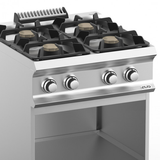 Détail Fourneau gaz 4 feux 7kW sur baie libre MBM Domina Pro 700 FB77AXL