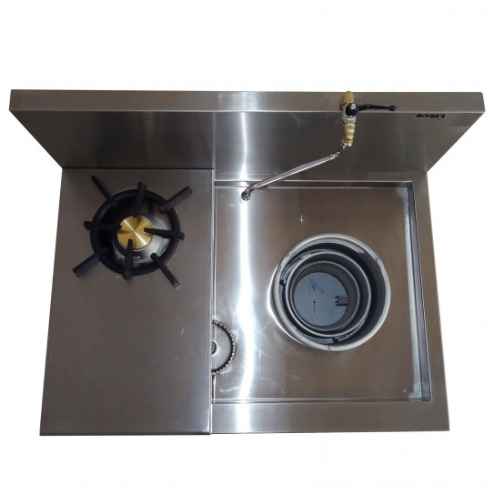 Wok réchaud super dragon 45 kW + 1 feu vif à droite 7,5kW Figco & Co SD2M1100