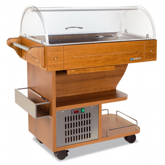 Petit Buffet chariot desserte réfrigérée bois CARRELLO SCAIOLA