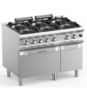 Fourneau gaz 6 feux vifs 7kW sur four gaz + placard MBM Domina Pro 700 FB711AFGXL