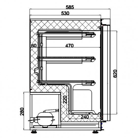 Dimensions Réfrigérateur Professionnel inox extérieur HF200 S/S Combisteel 7450.0565