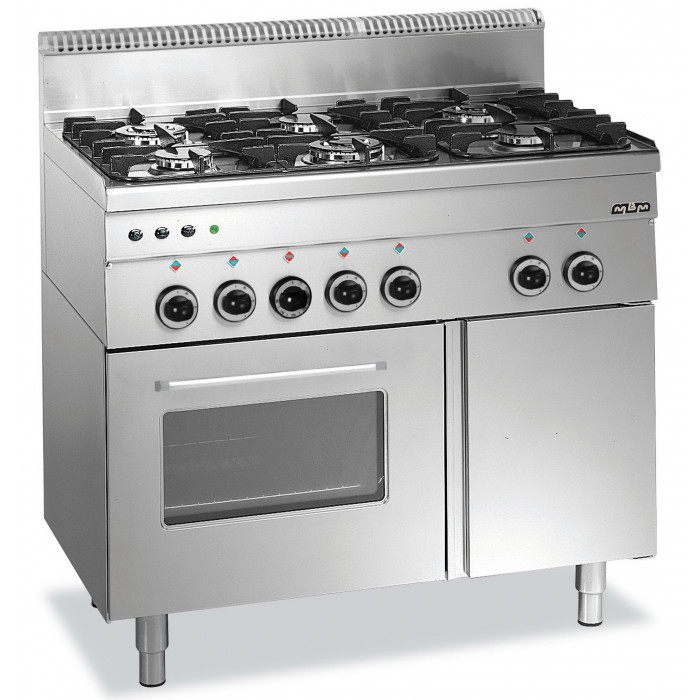 Cuisinière gaz 4 feux (4,15 x2 + 7,15 x2) sur four électrique