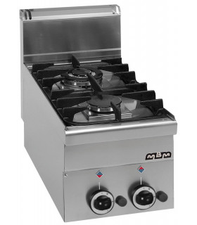 Réchaud G2S6 MBM 2 feux vifs gaz Top à poser dimensions 40x60xH27/46 cm