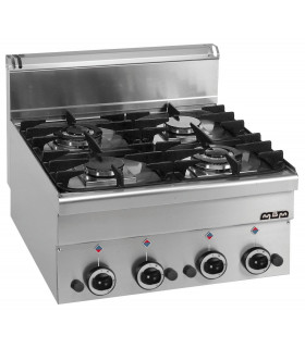 Réchaud G4S6 MBM 4 feux vifs gaz Top à poser dimensions 60x60xH27/46 cm