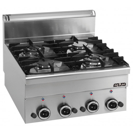 Réchaud G4S6 MBM 4 feux vifs gaz Top à poser dimensions 60x60xH27/46 cm