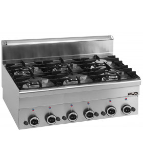 Réchaud G6S6 MBM 6 feux vifs gaz Top à poser dimensions 100x60xH27/46 cm